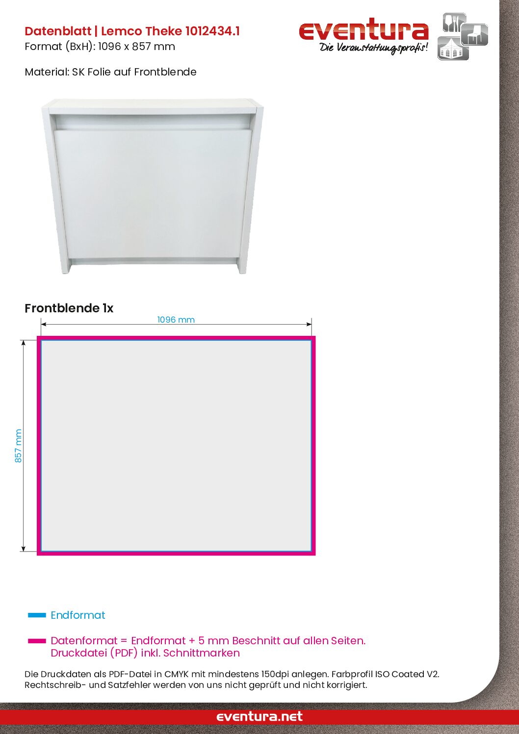 Customised foiling front "Lemco" reception counter